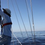Hoisting the sails outside of Barkley Sound