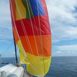 Becalmed…spinnaker hangs llimp