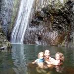 Michael and girls at Vai’e’enui falls (Fatu Hiva)