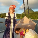 Dress-up and fort-making on Bora Bora